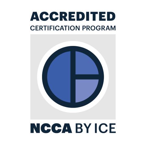 logo with text that reads 'Accredited Certification Program NCCA by ICE'