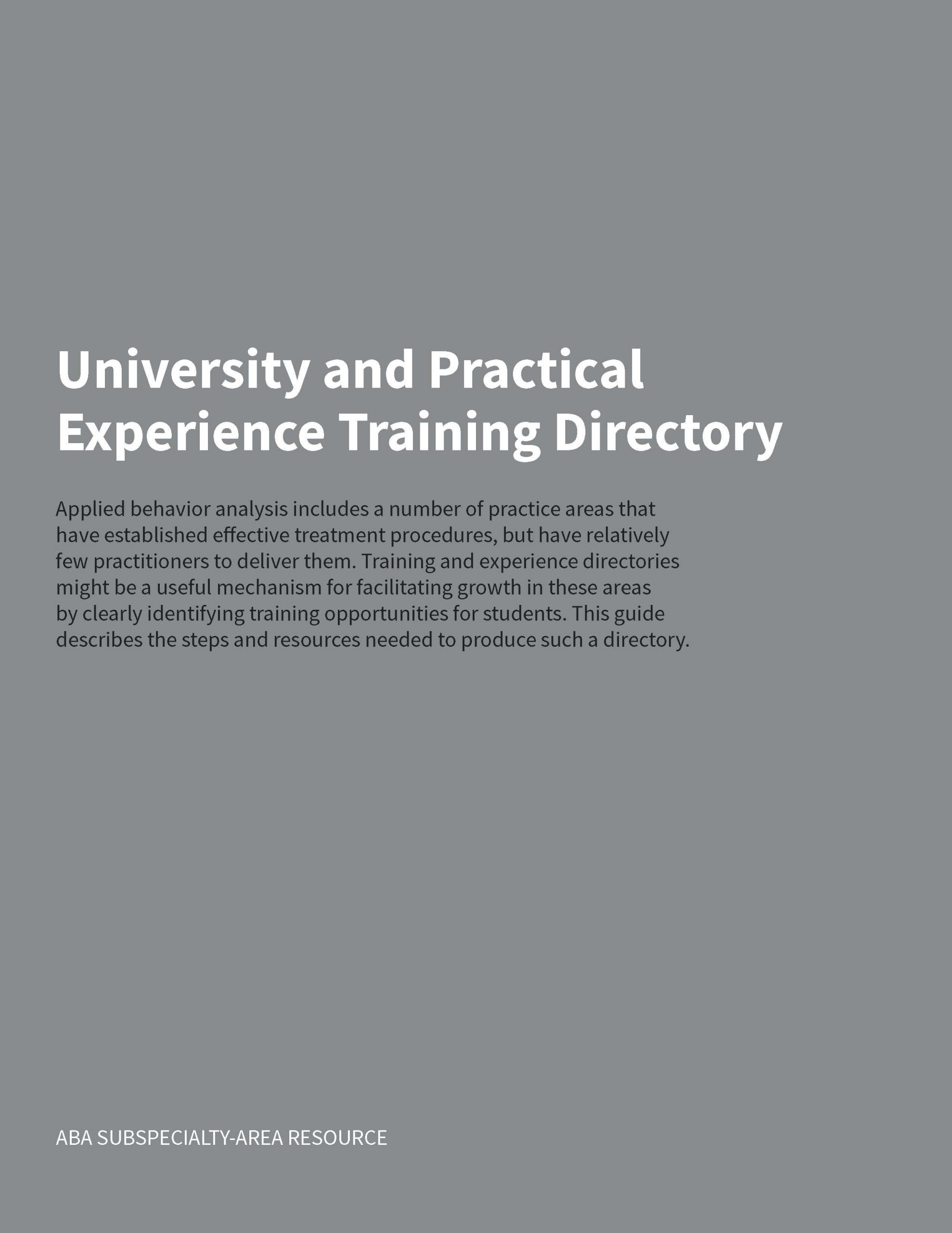 University and Practical Experience Training Directory thumbnail