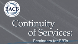 Continuity of Services: Reminders for RBTs card thumbnail