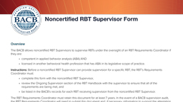 Noncertified RBT Supervisor Form'