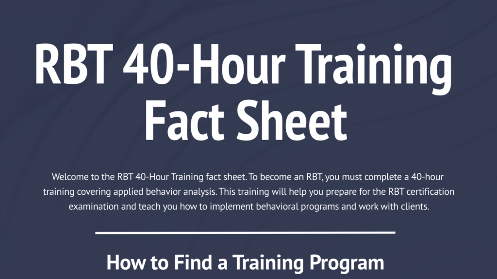 RBT 40-Hour Training Fact Sheet'