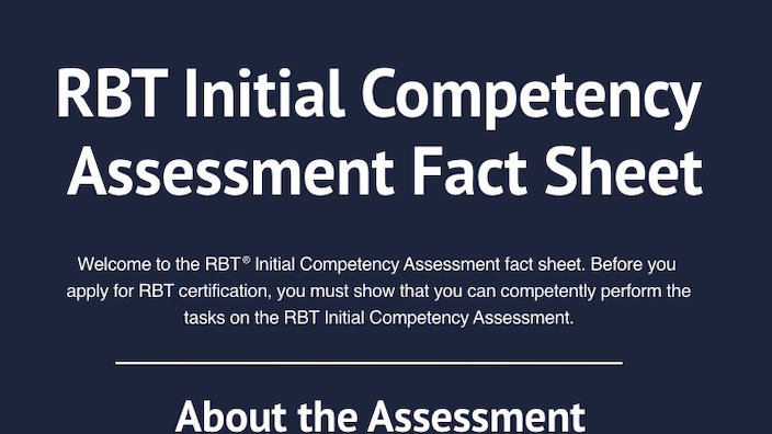 RBT Initial Competency Assessment Fact Sheet'