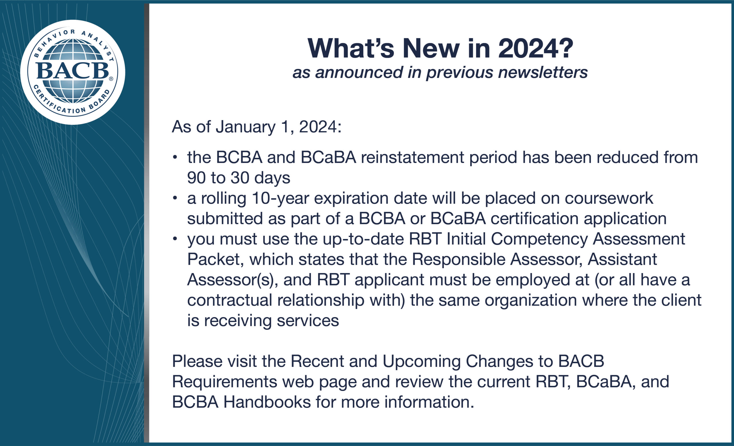 RECENT AND CHANGES TO BACB REQUIREMENTS Behavior Analyst