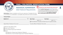 Final Fieldwork Verification Form – Individual card thumbnail