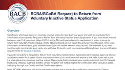 BCBA/BCaBA Request to Return from Voluntary Inactive Status Application card thumbnail