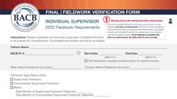 Final Fieldwork Verification Form: Individual Supervisor card thumbnail