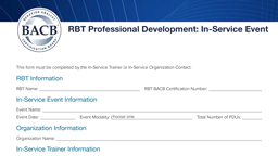 RBT Professional Development: In-Service Form card thumbnail