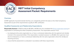 RBT Initial Competency Assessment Packet: Requirements card thumbnail