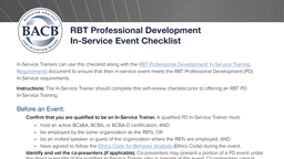 RBT Professional Development: In-Service Checklist card thumbnail