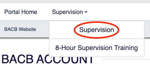 Supervision dropdown menu with Supervision option highlighted.