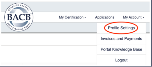 Account menu with Profile Settings option highlighted.