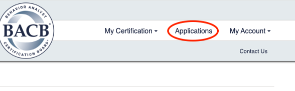 Top navigation bar with Applications option highlighted.