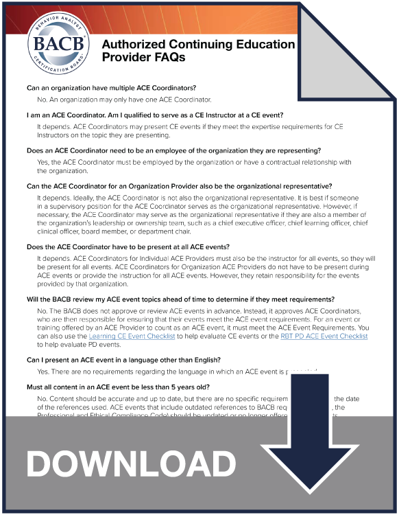 ACE Provider FAQs